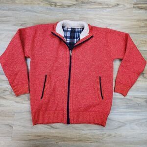 🔥NWT Orange Mock Neck Zippered Cardigan Sweater Men's XLarge